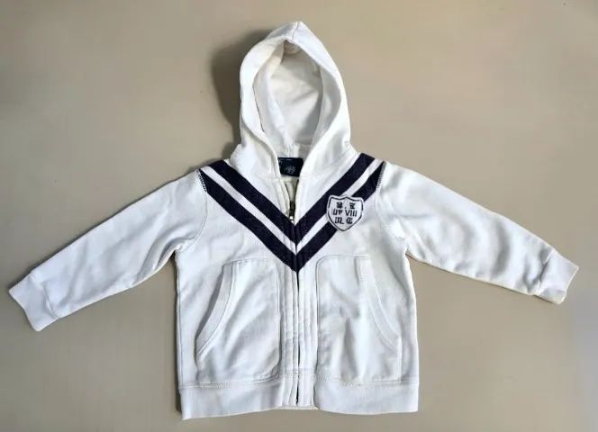Casaquinho/Agasalho polo ralph lauren - 12m - branco com capuz