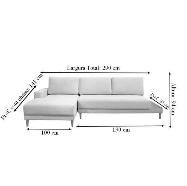 Sofá Cairo com Chaise 2,90 m Cinza - Foto 4