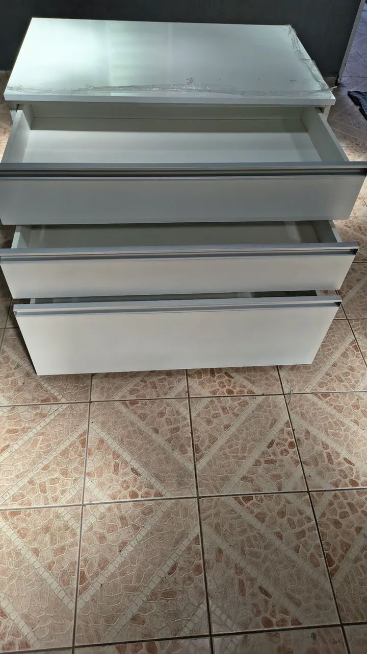 Gaveteiro branco 100x64 com rodízio  - Foto 2
