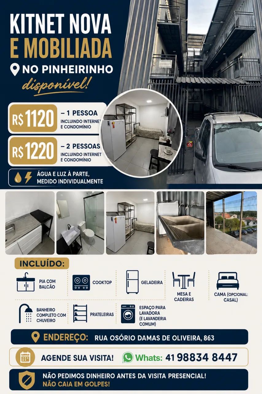 Novas Kitnets no Pinheirinho mobiliadas - Foto 2