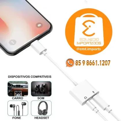 Adaptador iPhone 2 em 1 Fone P2 3.5mm e Carga Lightning - Foto 4