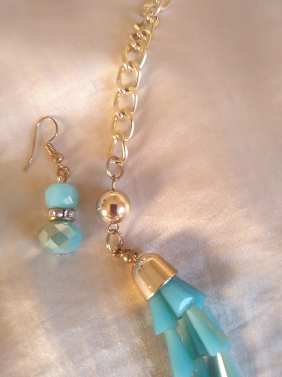 Estilo no dia a dia - Colar turquesa + brincos - Foto 3