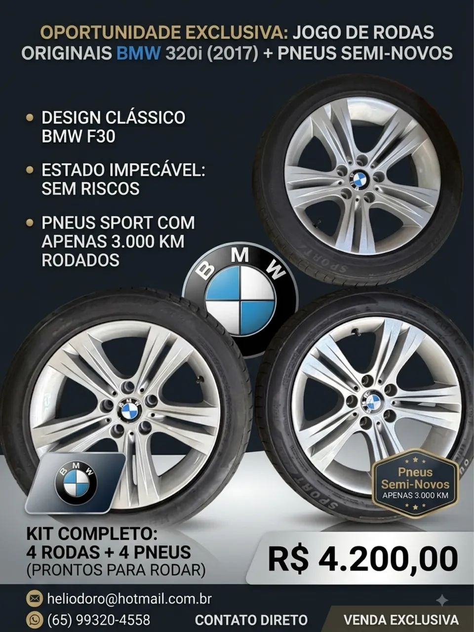 JOGO DE RODAS BMW 320i 2017 - Foto 2
