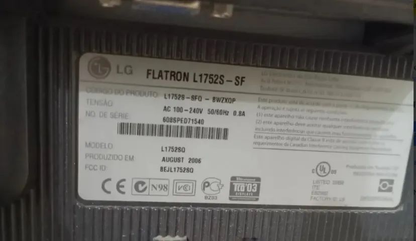 Monitor Lg 17 Polegadas L1752s Usado Testado E Funcionando - Foto 5