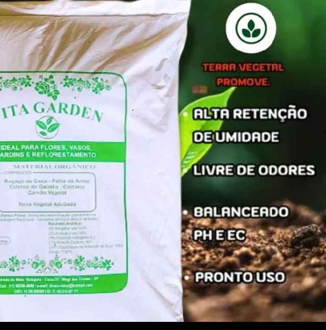 terra adubada vita Garden saco com 15kg,5kg e 2kg terra vegetal rica em nutrientes para o  - Foto 6