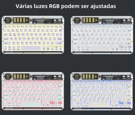 Produto NOVO e TESTADO - Kit Teclado/Mouse Bluetooth 5.3 RGB Transparente - Foto 2