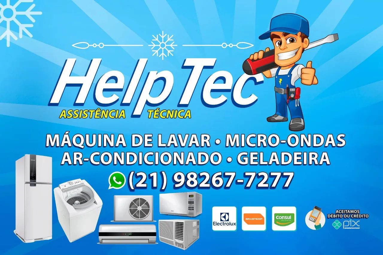 Geladeira, máquina de lavar, microondas e ar condicionado 
