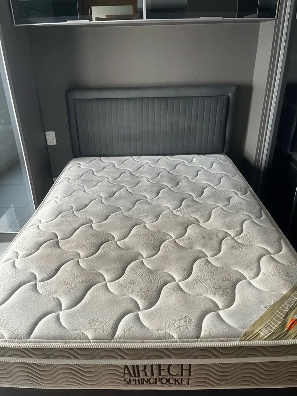 Cama Box Casal + Colchão Ortobom Airtech Spring Pocket (Molas Ensacadas)