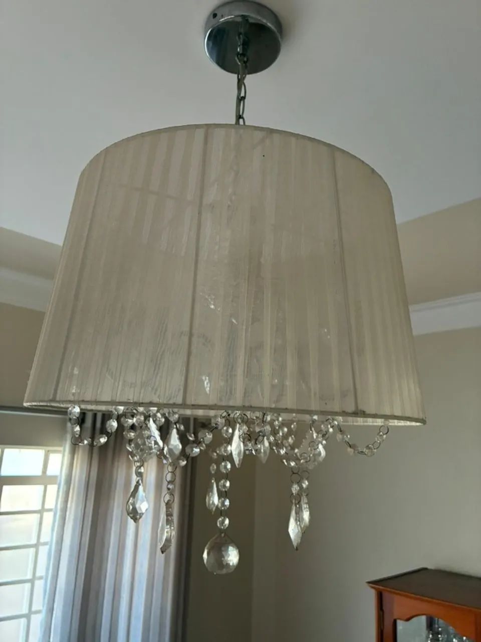 Lustre Cúpula Branca Cristal - Foto 2