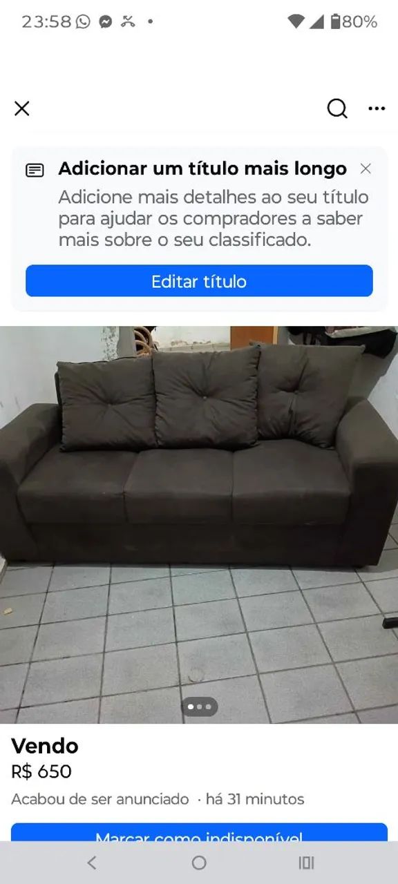 Sofá marrom   - Foto 2