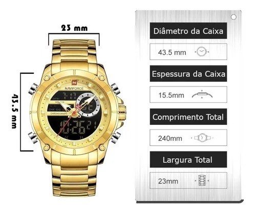 Relógio Luxo Dourado Masculino - Foto 4