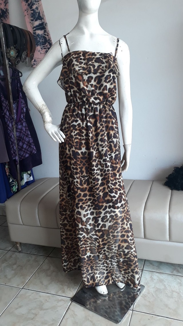 Vestido longo de onça 40