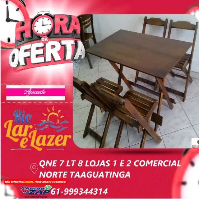 Jogo De Mesa 120x70 C/4 Cadeiras Dobrável Bar E Restaurante