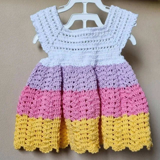 Vestido de crochê para princesas de 1 a 2 anos 