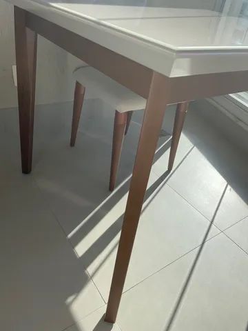 Conjunto Mesa Jantar + 4 Cadeiras Em Madeira Maciça LETÍCIA