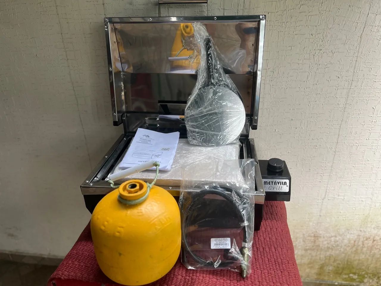 Churrasqueira portátil de aço inox a bafo, gourmet e forno de pizzas - Foto 6