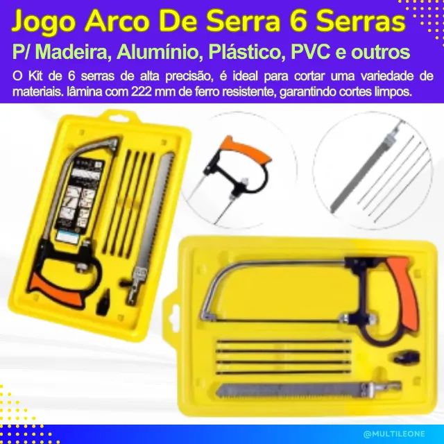 Jogo Arco De Serrote 6 Serras P/ Madeira Alumínio Plástico