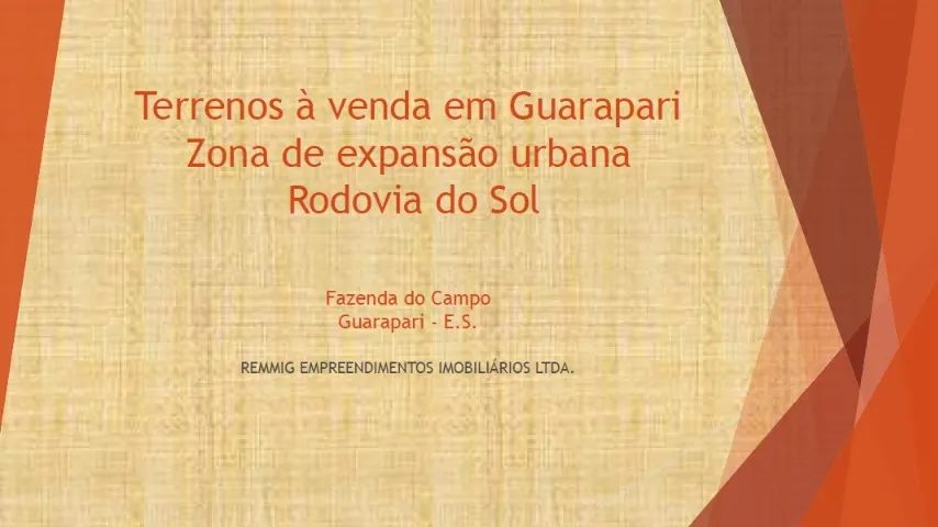 EXCELENTES TERRENOS PARA INVESTIMENTO EM GUARAPARI - 1.995.000 M²