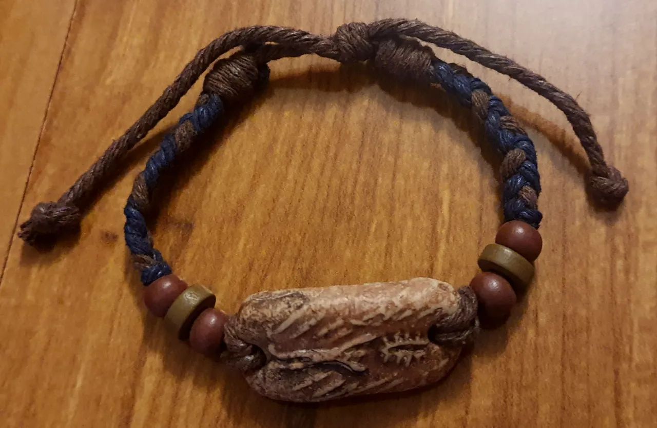 Pulseira Masculina em Cordão e Madeira - Foto 3