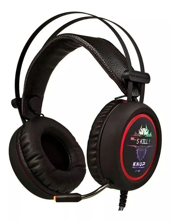 Fone De Ouvido Headset Over-ear Gamer Preto E Vermelho Com Luz Led (ENTREGA GRATIS) - Foto 3