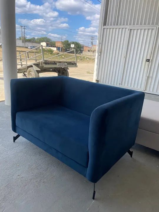Sofá 2 lugares azul - Novo - Foto 3