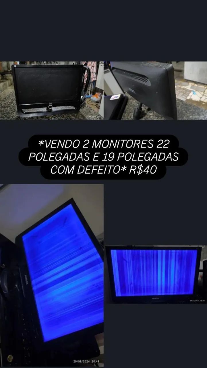 VENDO 2 MONITORES COM DEFEITO 