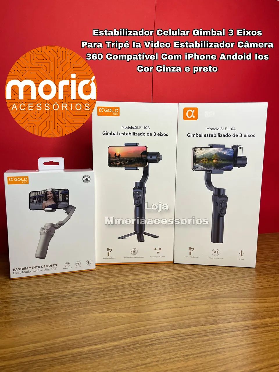 Estabilizador Celular Gimbal 3 Eixos Para Tripé la Video Estabilizador Câmera 360  - Foto 3