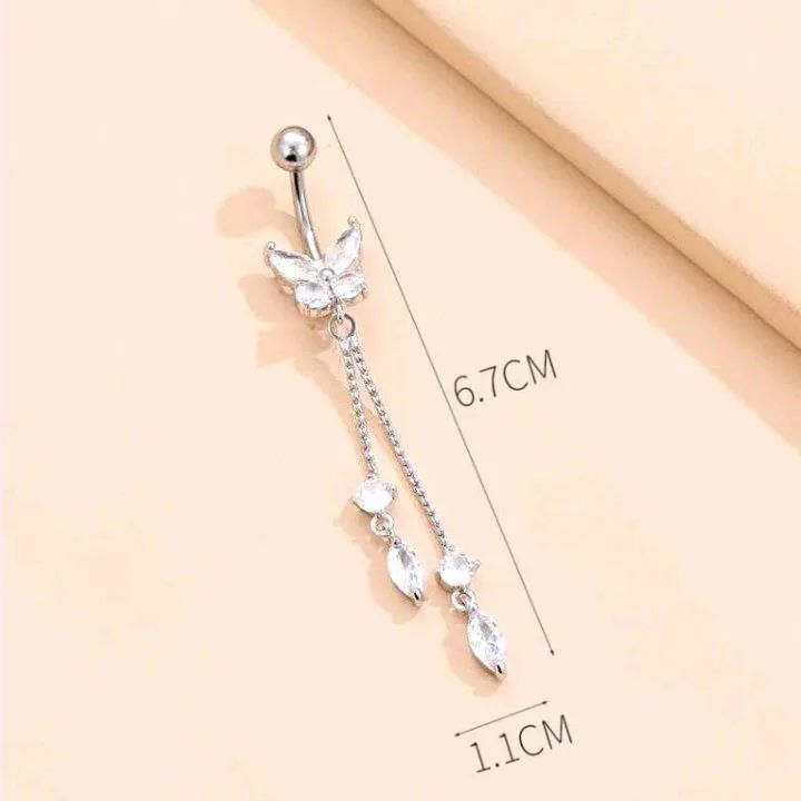 Piercing de umbigo com Pingente Borboleta de Cristal - Foto 3