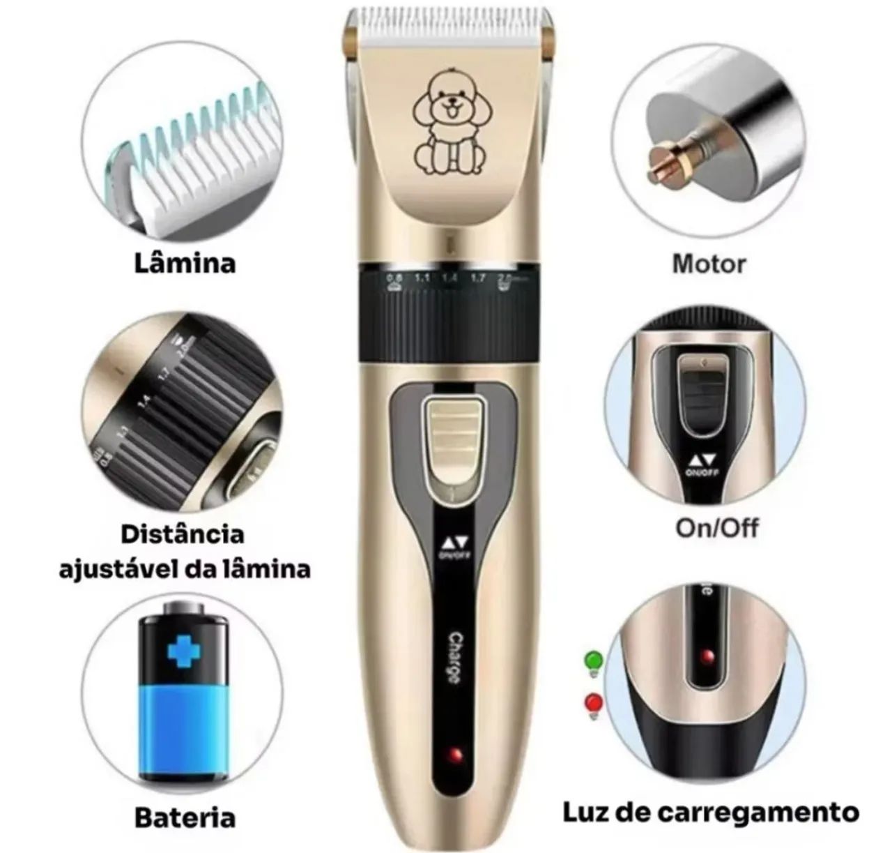 Kit Máquina de Tosar Profissional 11 Peças para Cachorros e Gatos - Foto 3