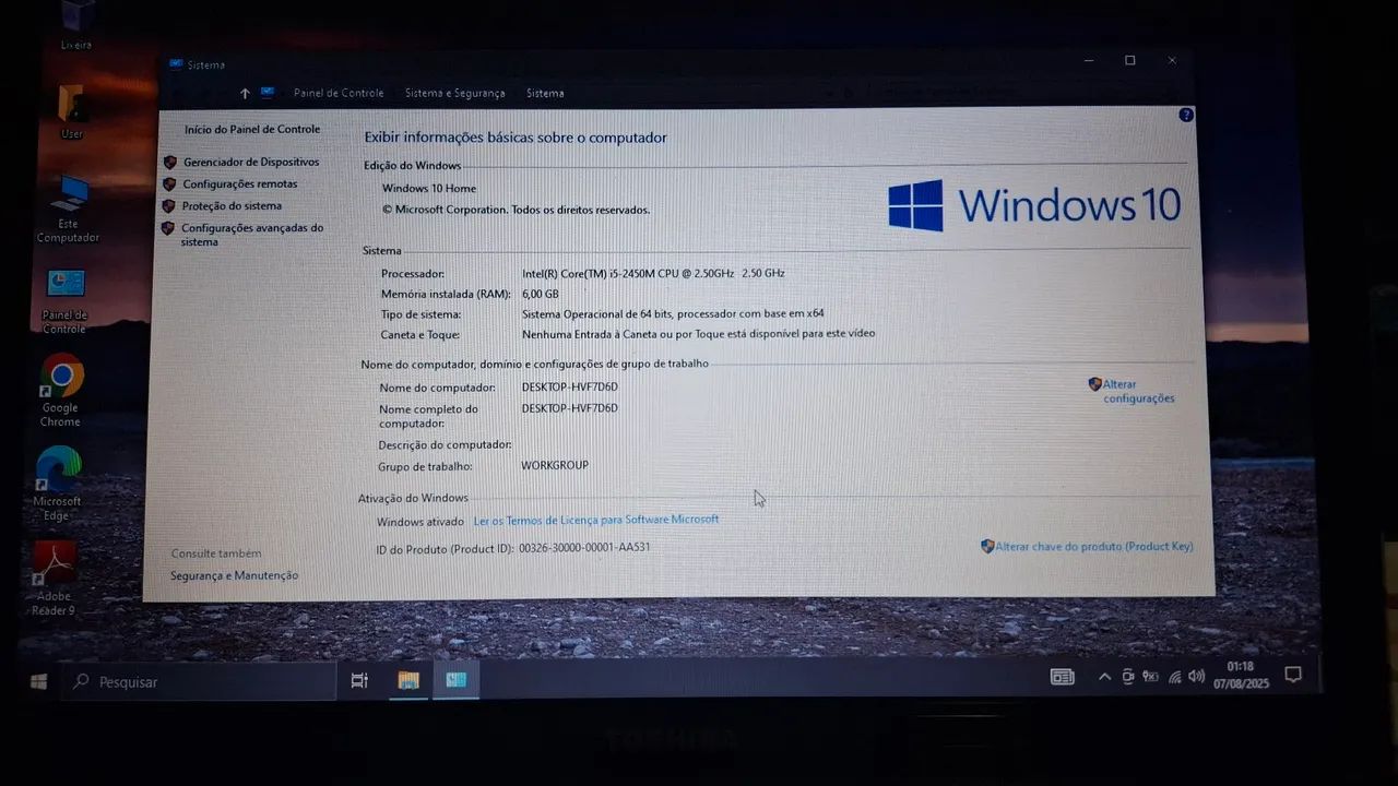 Notebook Toshiba, com Core i5 2.50GHz, 6gb ram, hd 320gb e tela 14" - Foto 2