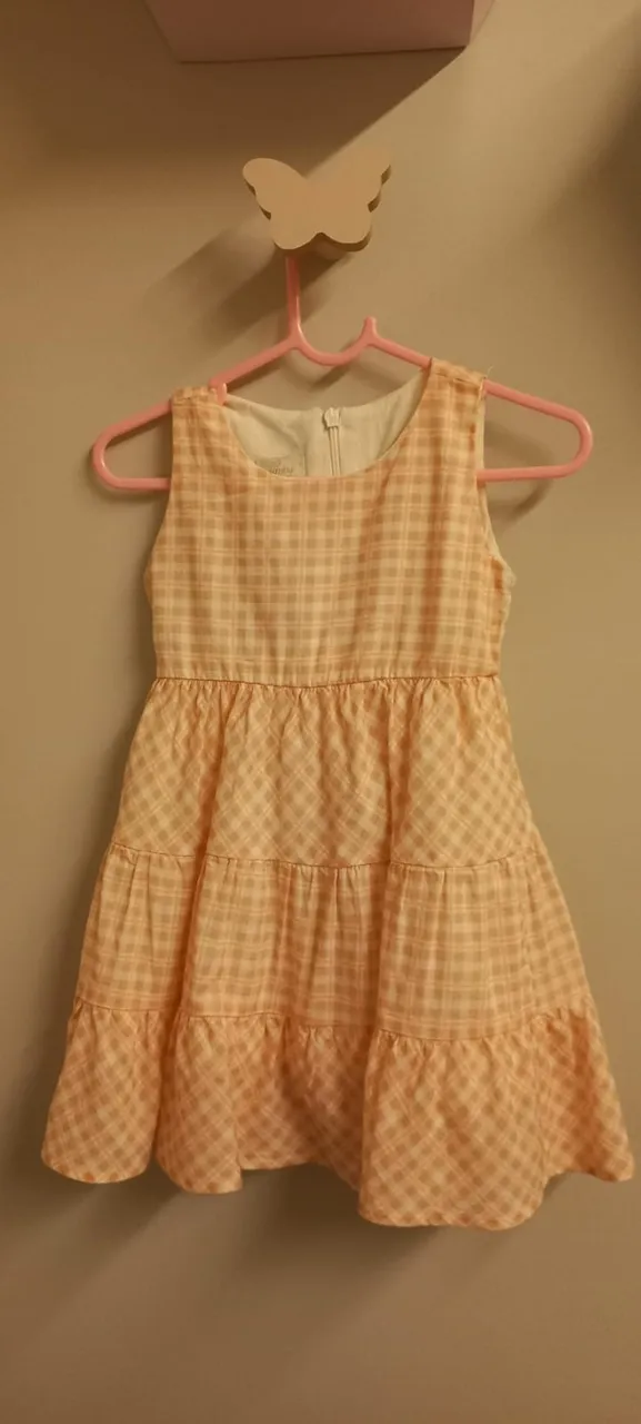 Vestido Xadrez - Laranja Claro - G