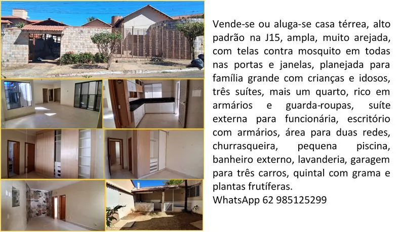 Vendo ou alugo casa térrea de alto padrão no setor Jaó.