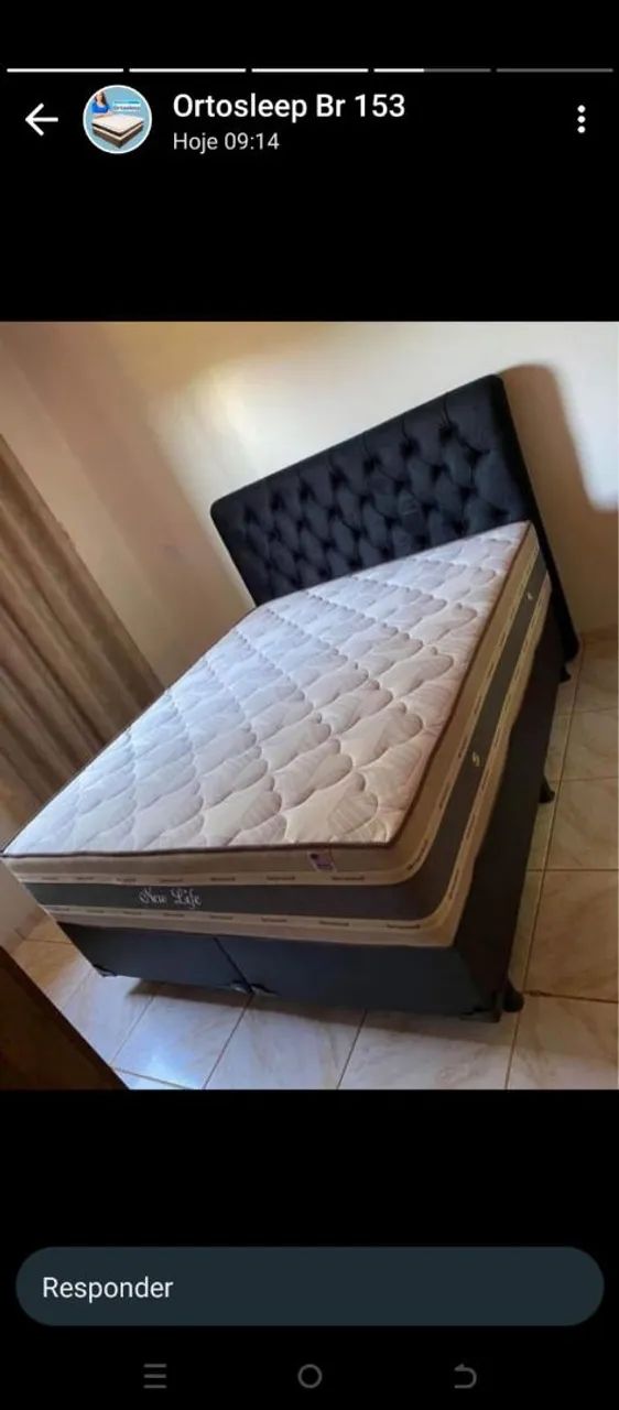 Cama casal tamanho queen size com colchão e cabeceira