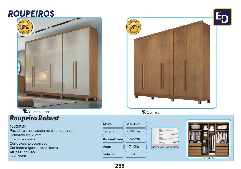 Roupeiro Robust 100%MDF c/pés - Foto 3