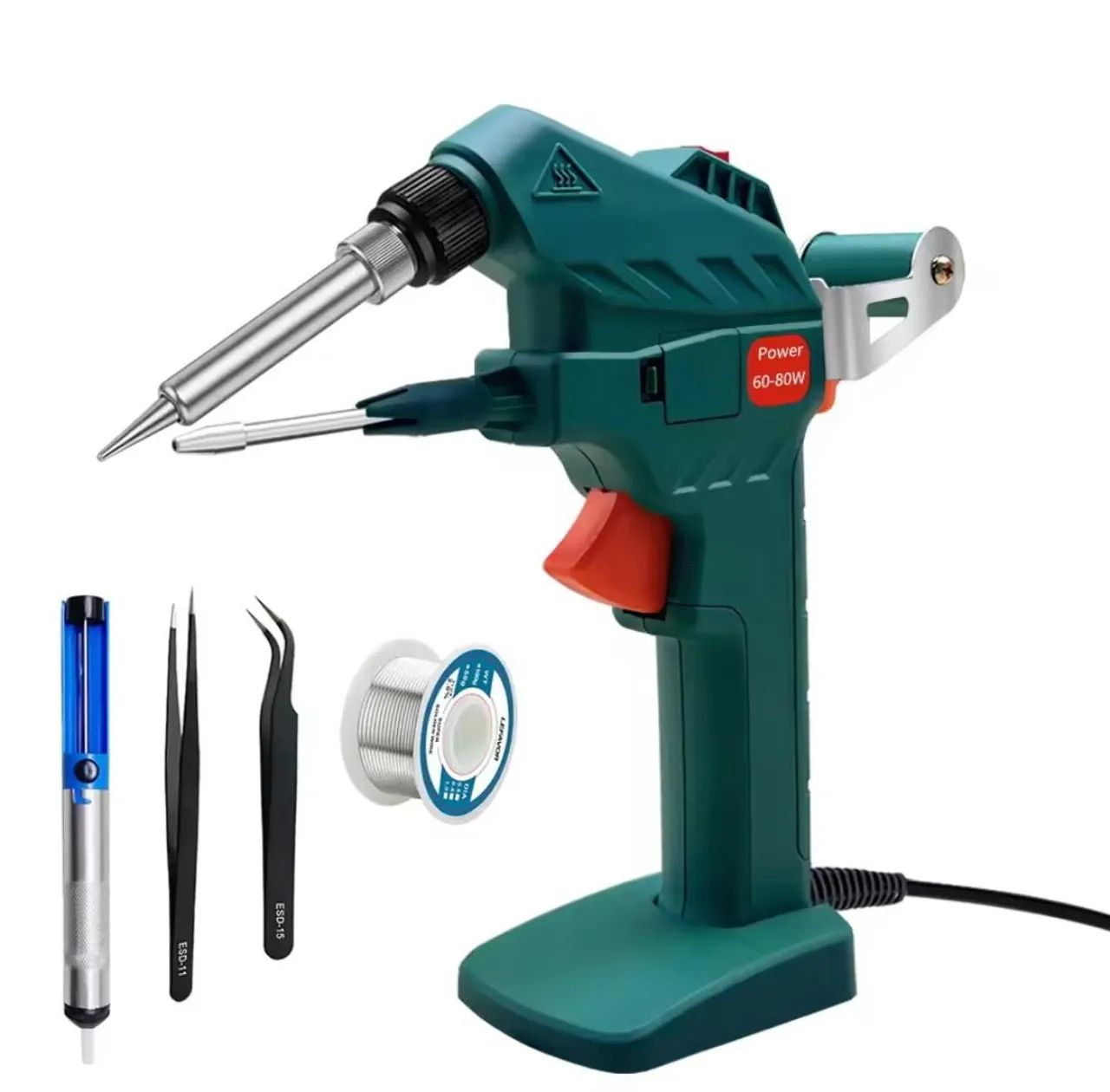 Ferro de solda Pro 60-80w com plugue manual automático de alimentação de estanho! kit - Foto 4