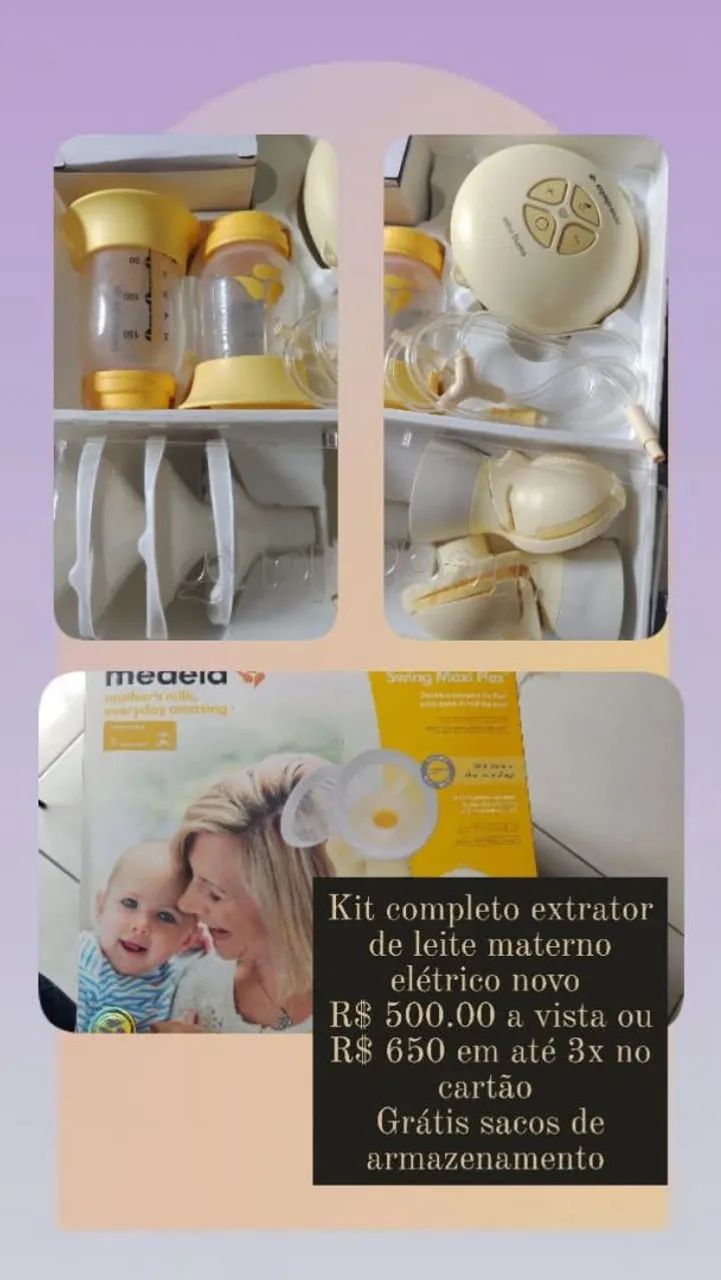 Kit completo extrator de leite materno elétrico novo