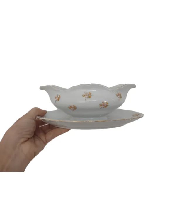 Antiga Molheira C/ Presentoir Fixo Porcelana Tcheca Flores - Foto 4