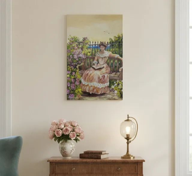 Quadro decorativo pintado à mão - Leitura no jardim - Foto 2
