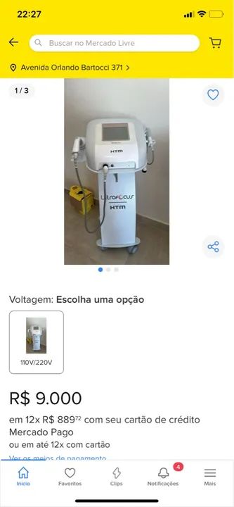 Aparelho Ultrafoccus HTM + acessórios + carrinho 