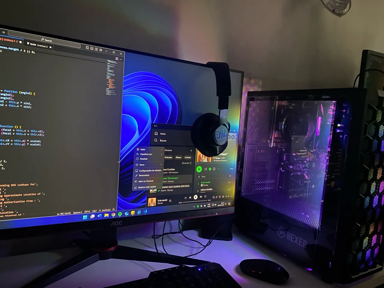 PC Gamer Hexer com RGB e Monitor AOC
