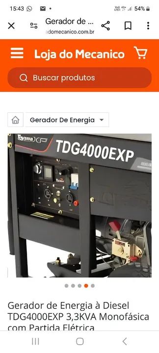 Gerador de Energia à Diesel TDG4000EXP 3,3KVA Monofásico - Foto 2