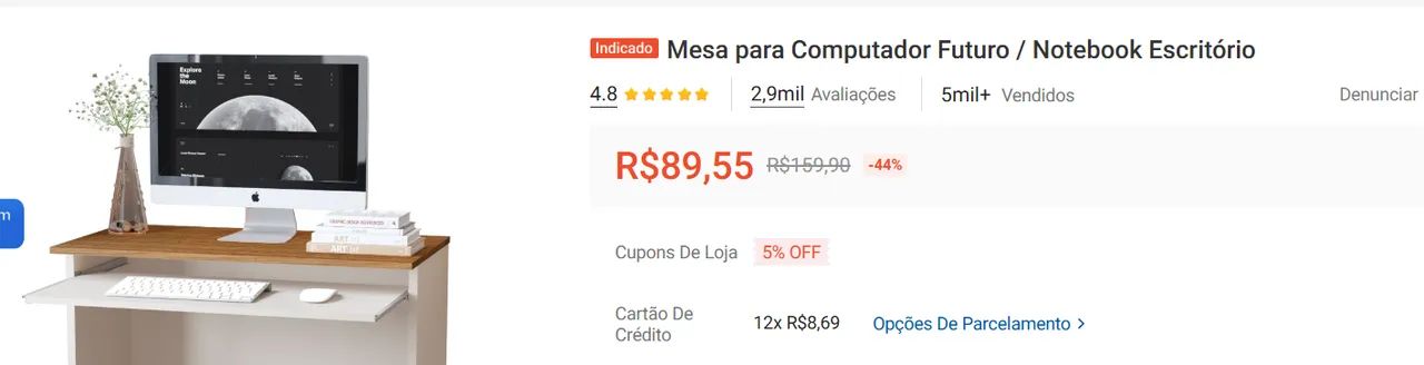 Conjunto mesa pc + cadeira + prateleira - Foto 5