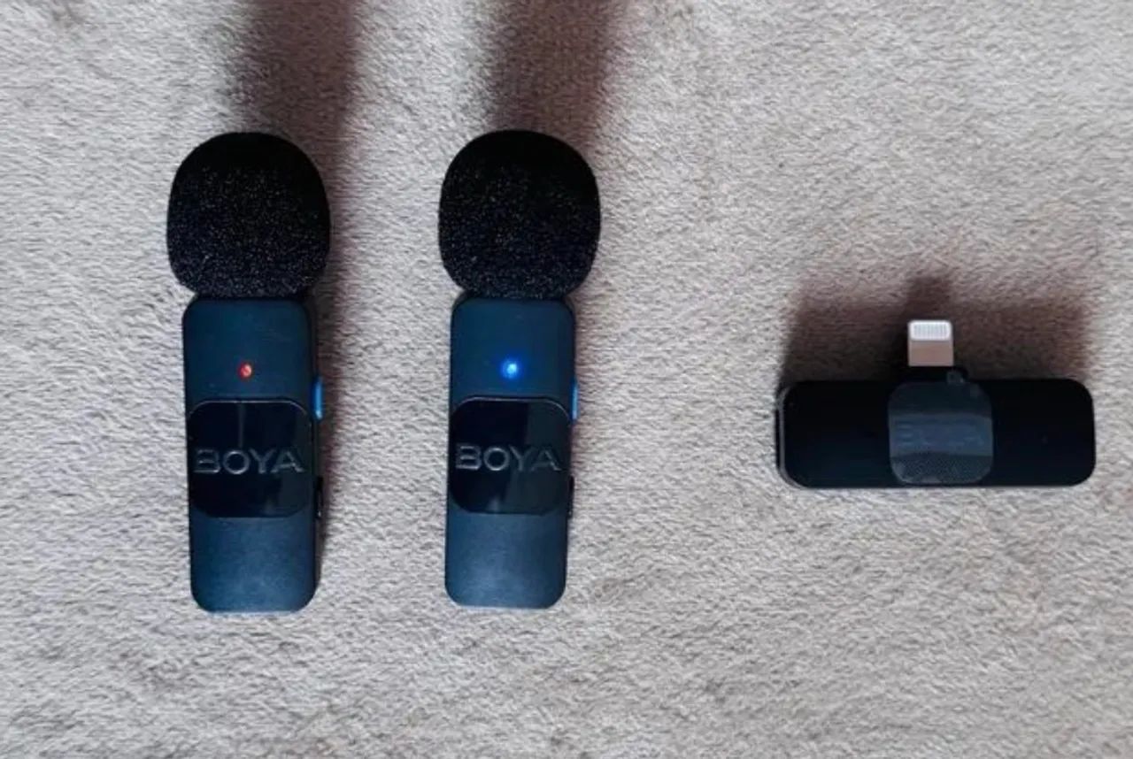 02 Microfones Boya By V2 Sem Fio 2.4g Lapela - Foto 2