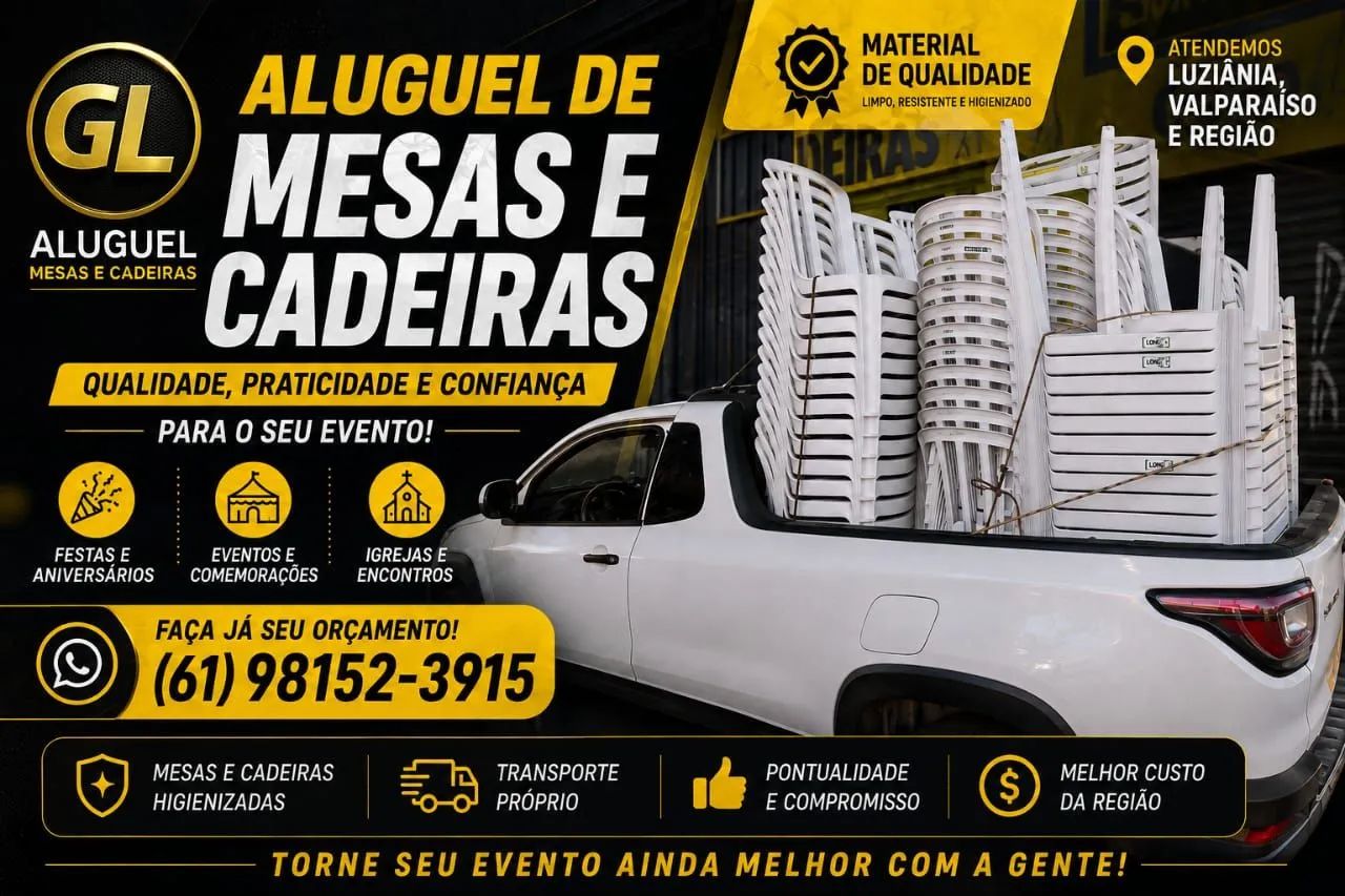 Aluguel de mesas e cadeiras 