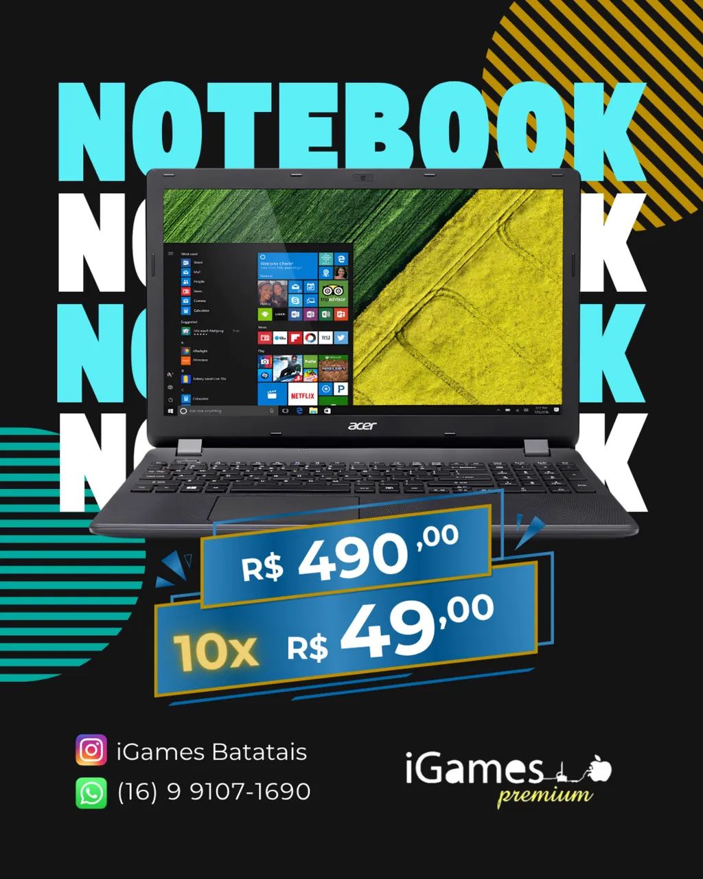 Notebook - até 10x sem juros 