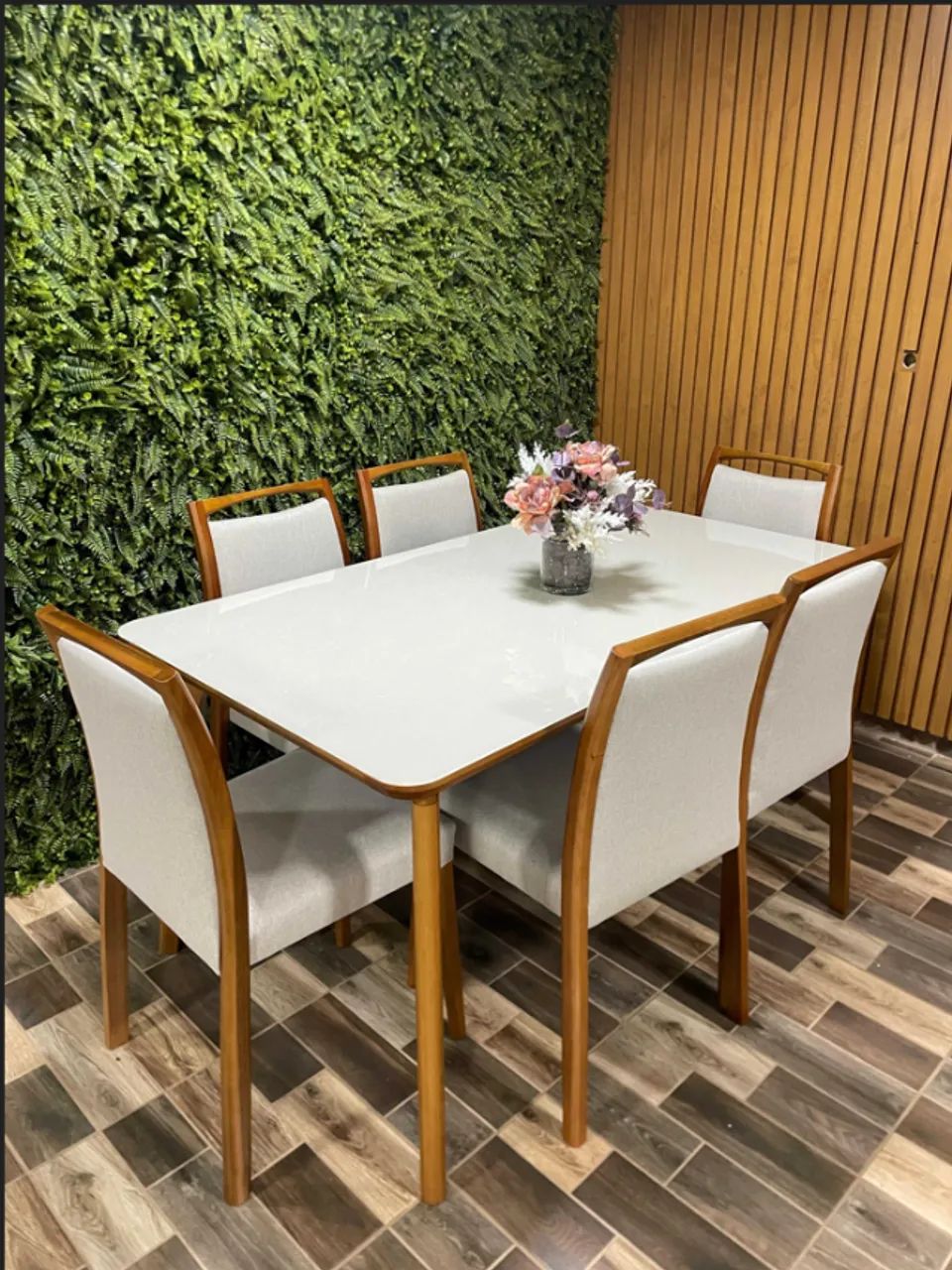 Mesa de Jantar Jade com 6 Cadeiras Jade 1,60m - VG Moveis
