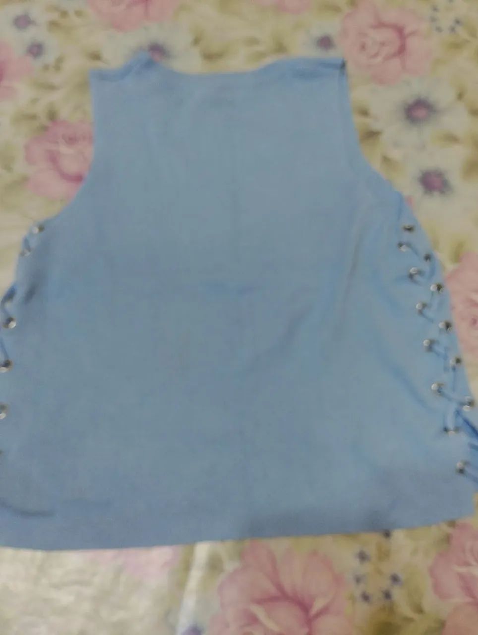 Blusinha azul sem manga Tam p linho  - Foto 2
