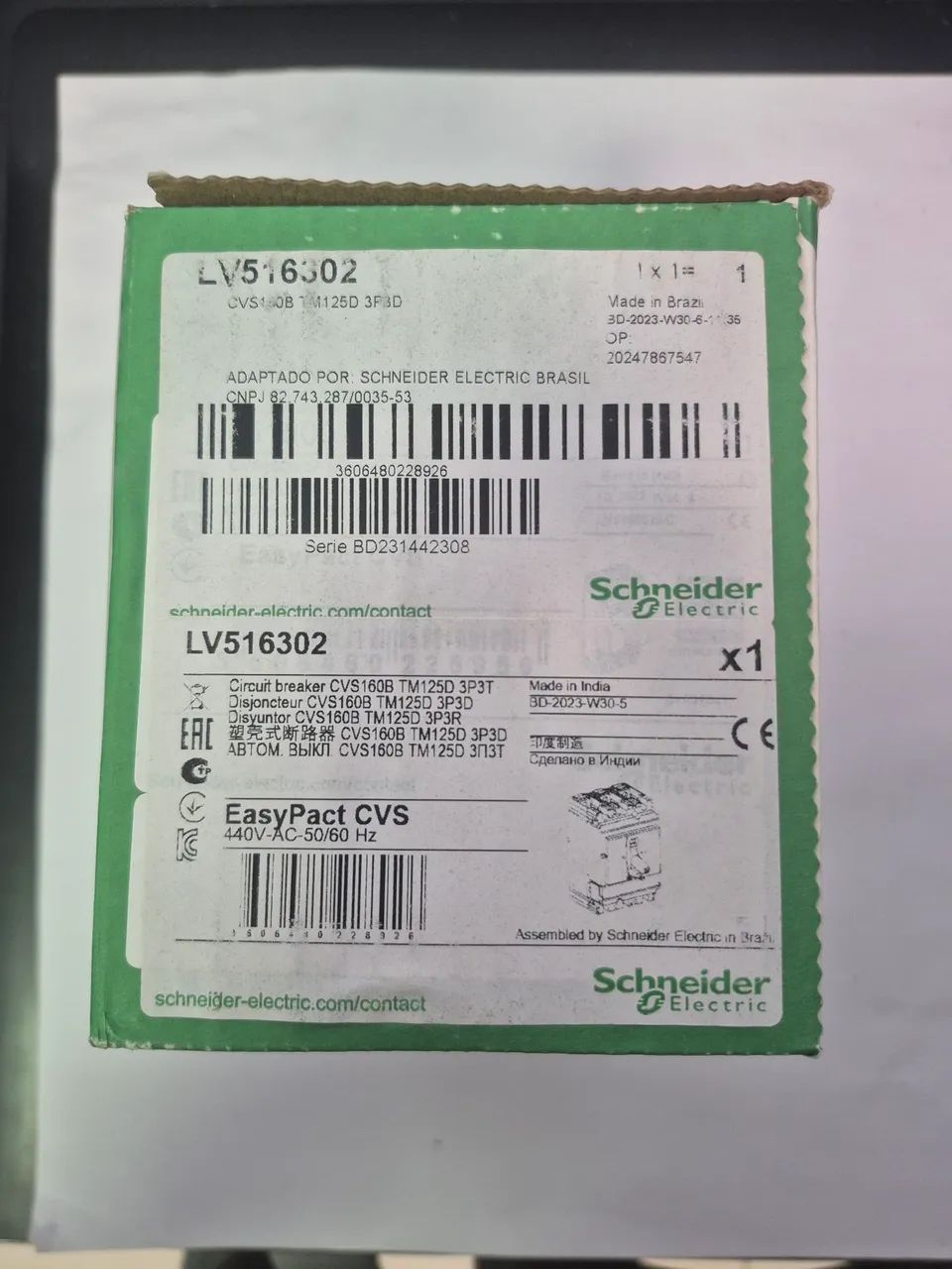 Disjuntor CVS 160B 80/125 A ajustavel Schneider