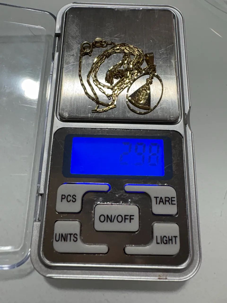 Colar ouro 18k com pingente nossa senhora aparecida 50 cm - Foto 4
