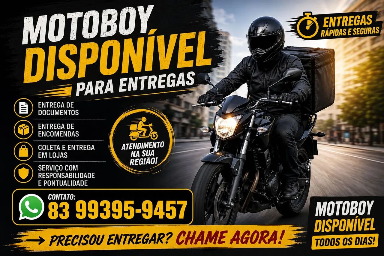 MOTOBOY DISPONÍVEL PARA ENTREGAS
